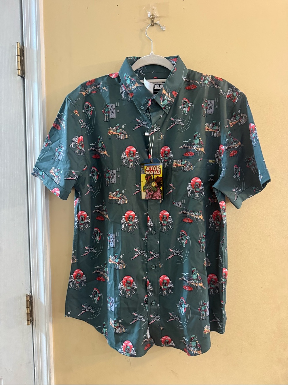 NWT RSVLTS Star Wars Men's Short-Sleeve Button-Up Shirt - Dark Teal w/Graphic, M